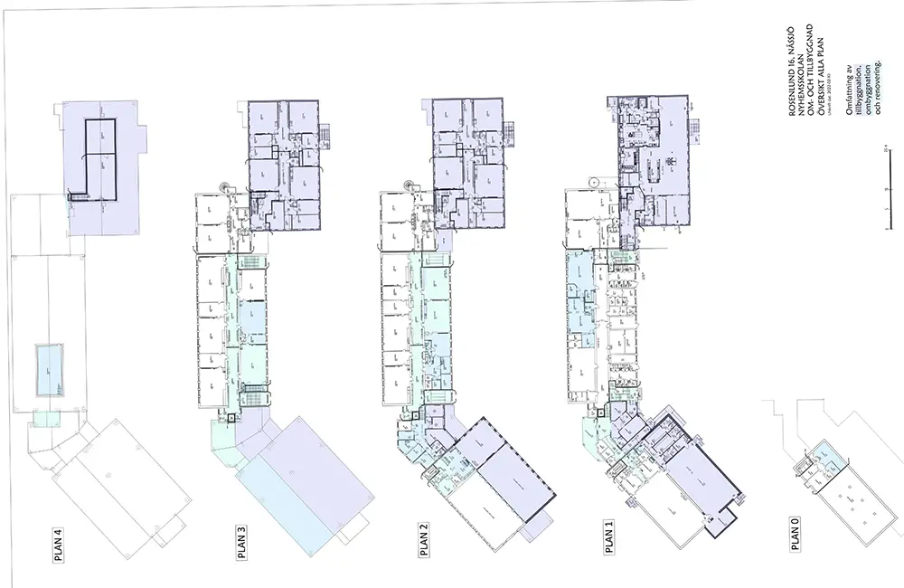 Ritningsbild över utbyggnad av Handskerydsskolan