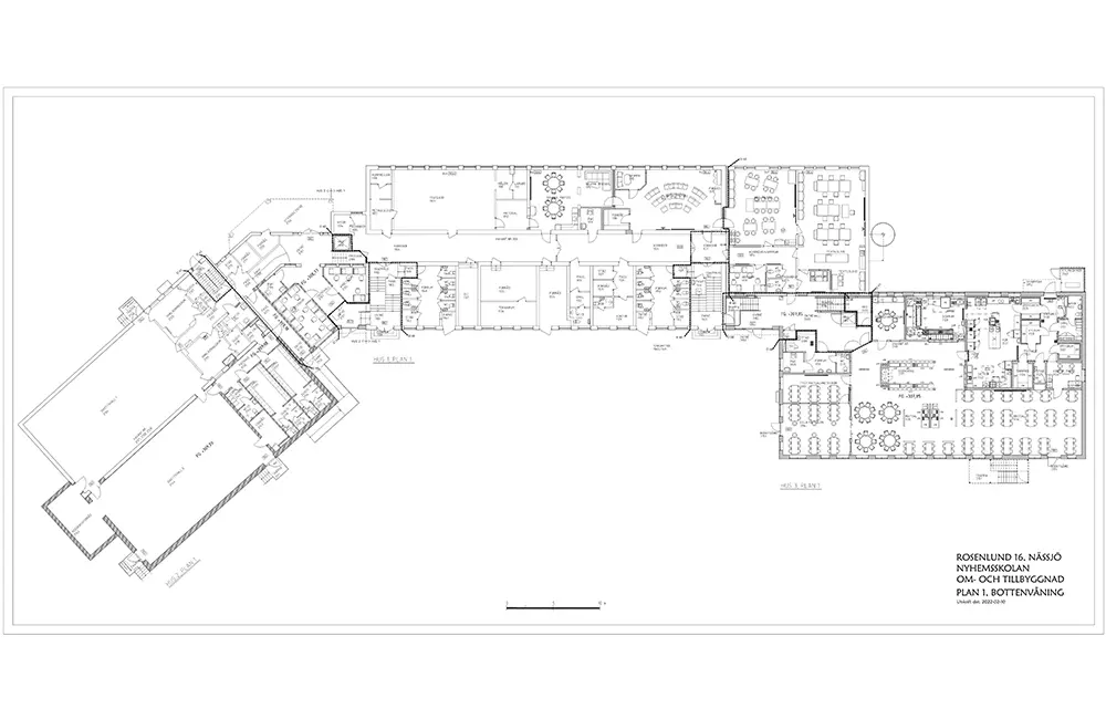 Ritning över Handskerydsskolan i befintligt skick