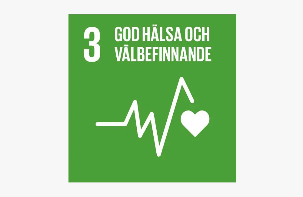 Symbol agenda 2030 Mål 3: Hälsa och välbefinnande.