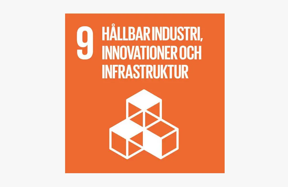 Symbol agenda 2030 Mål 9: Hållbar industri, innovationer och infrastruktur.