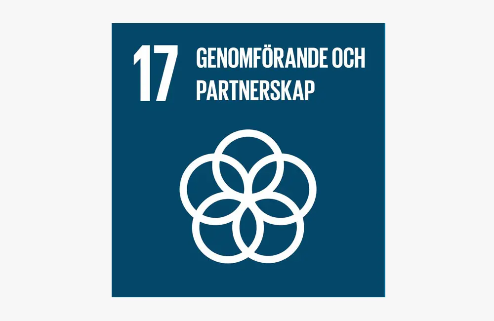 Symbol agenda 2030 Mål 17: Genomförande och globalt partnerskap.