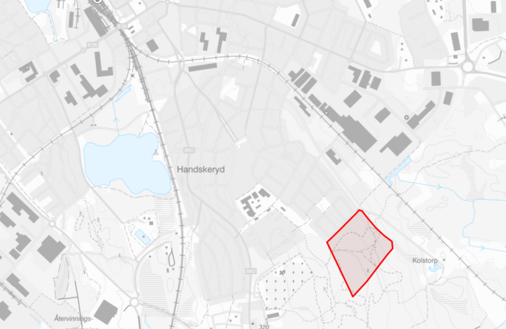 Översiktsbild som visar planområdets geografiska läge i förhållande till andra stadsdelar i Nässjö.