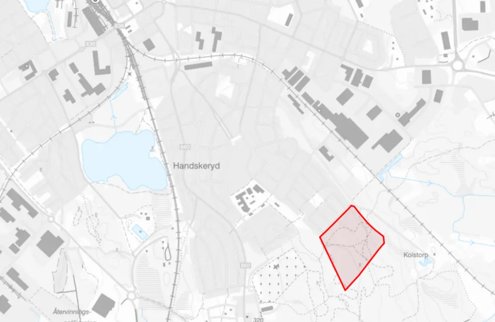 Översiktsbild som visar planområdets geografiska läge i förhållande till andra stadsdelar i Nässjö.