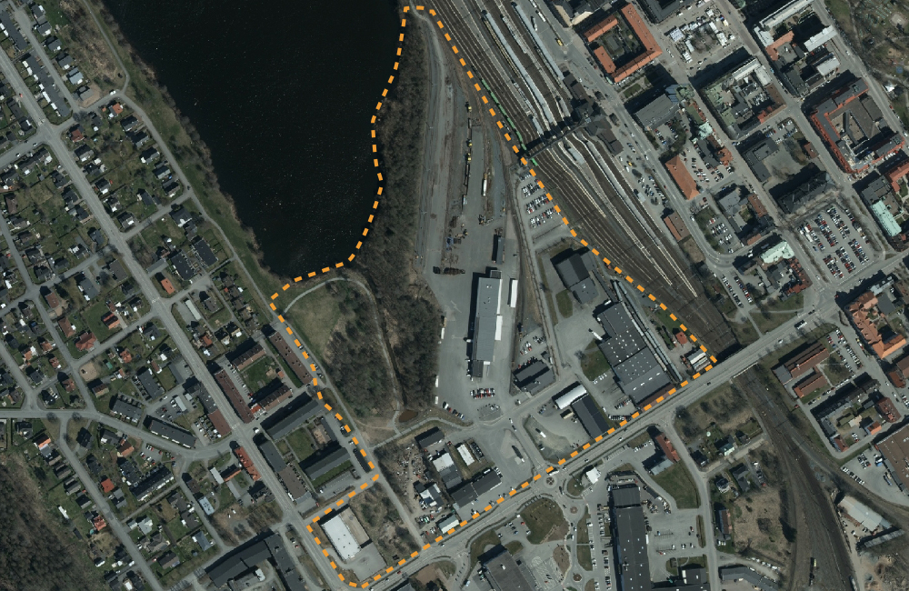 Karta som visar området för Västra staden.