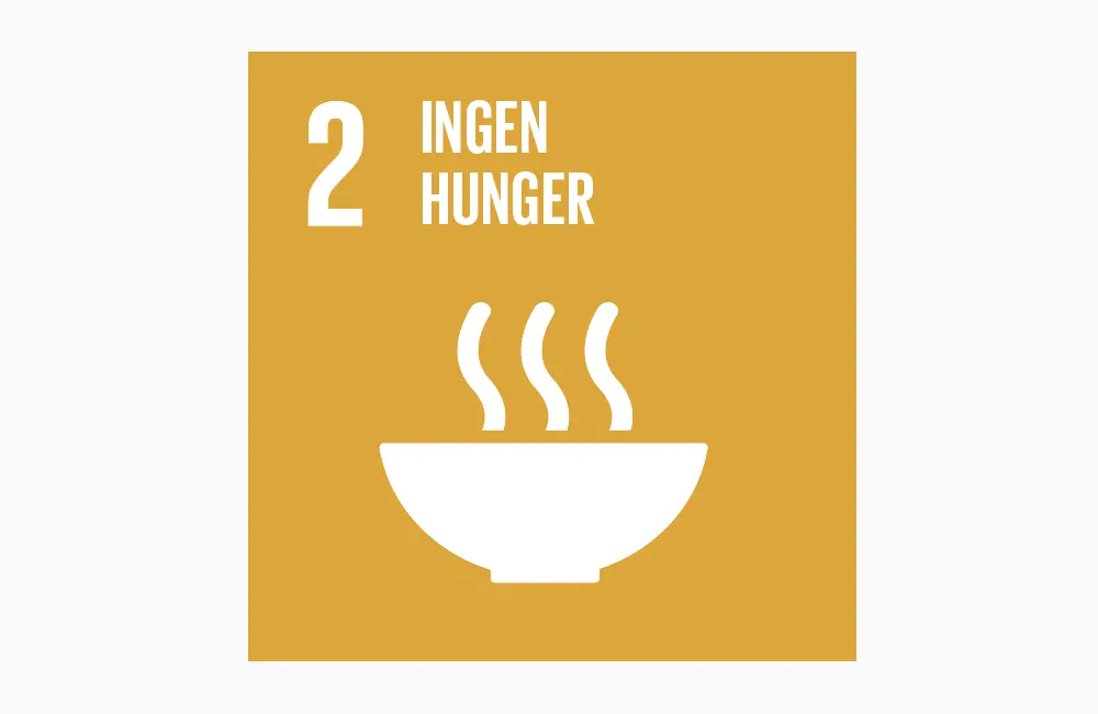 Symbol agenda 2030 Mål 2: Ingen hunger.