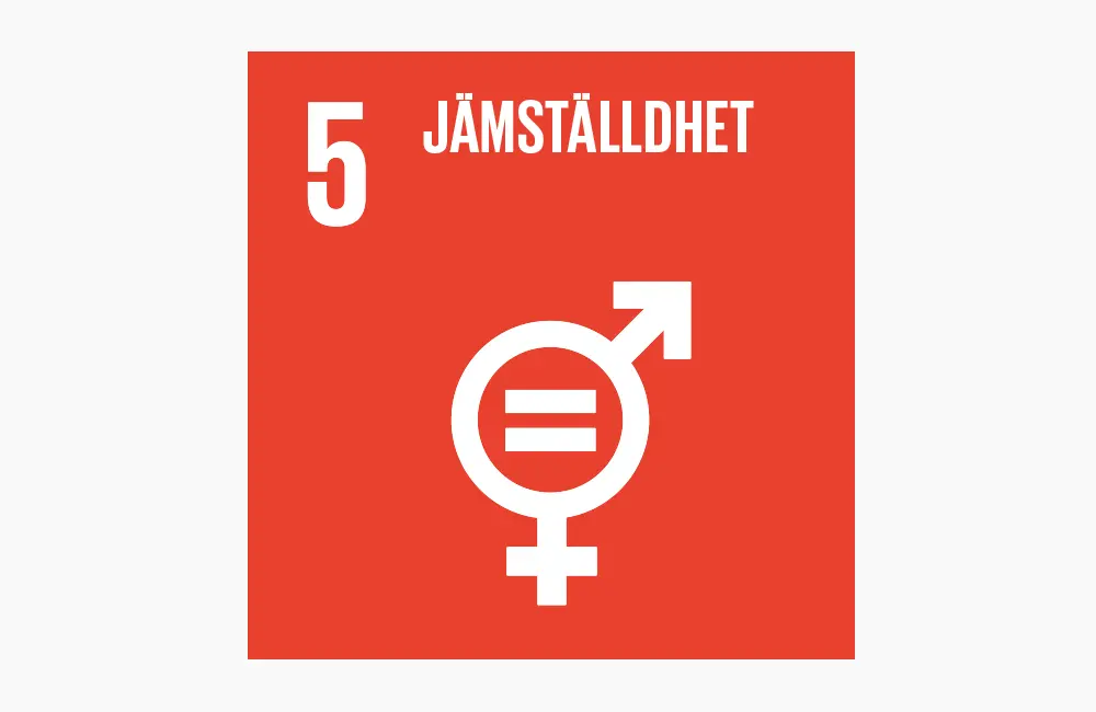 Symbol agenda 2030 Mål 5: Jämställdhet.