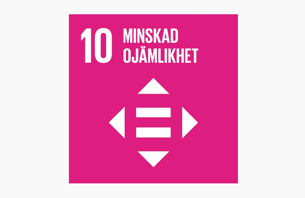 Symbol agenda 2030 Mål 10: Minskad ojämlikhet.