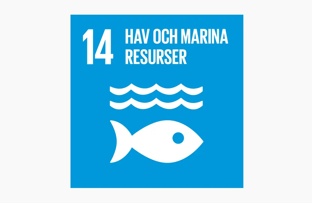 Symbol agenda 2030 Mål 14: Hav och marina resurser.