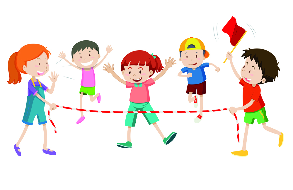 Illustration av barn som springer.