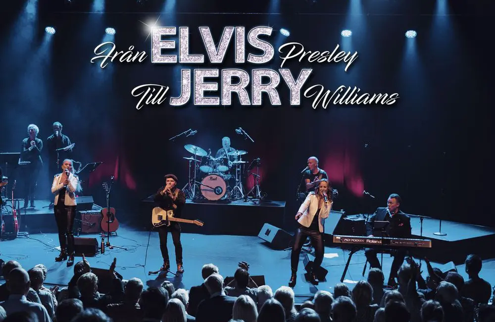 Tre män och en utklädd person.