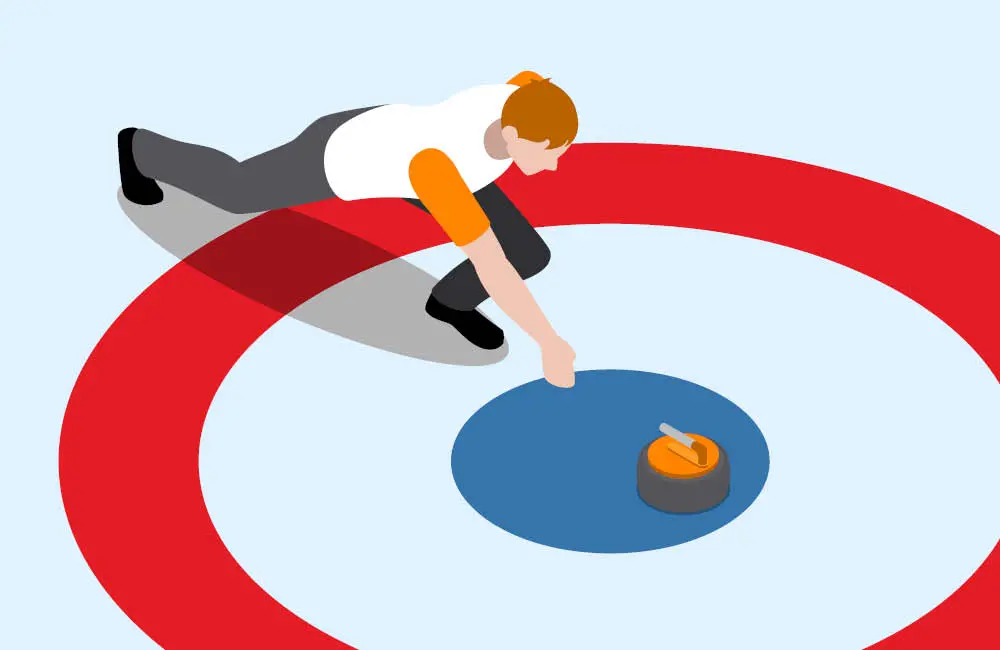 Illustration av en person som spelar curling.
