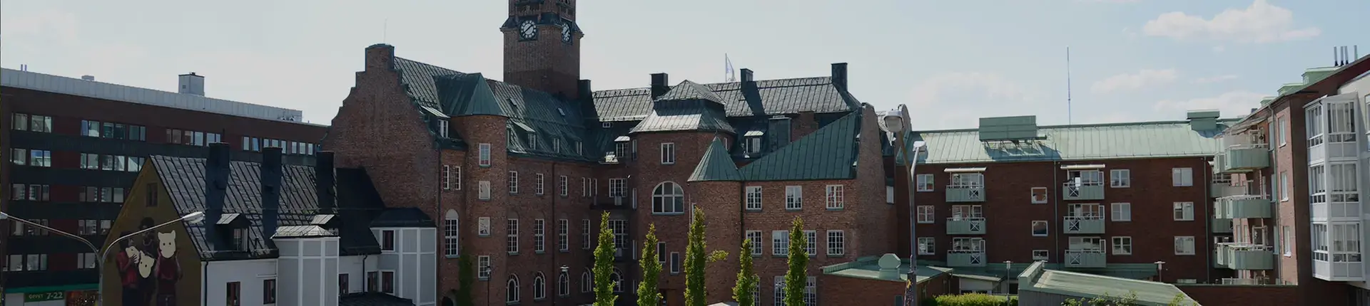 Stadshuset och omgivande bostäder i Nässjö stad.